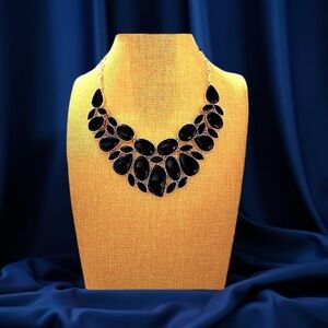 Onyx Necklace stunning statement, necklace, silver & onyx necklace NEW